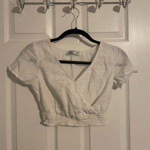 Hollister White Cross Over Crop Top